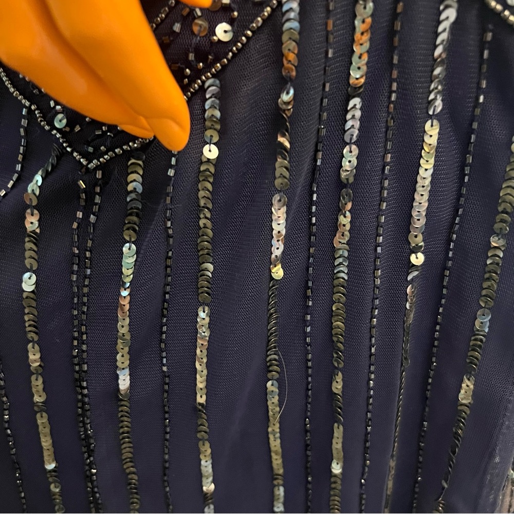 Roaman's Navy Beaded V‑Neck Maxi Dress - Picture 15 of 15